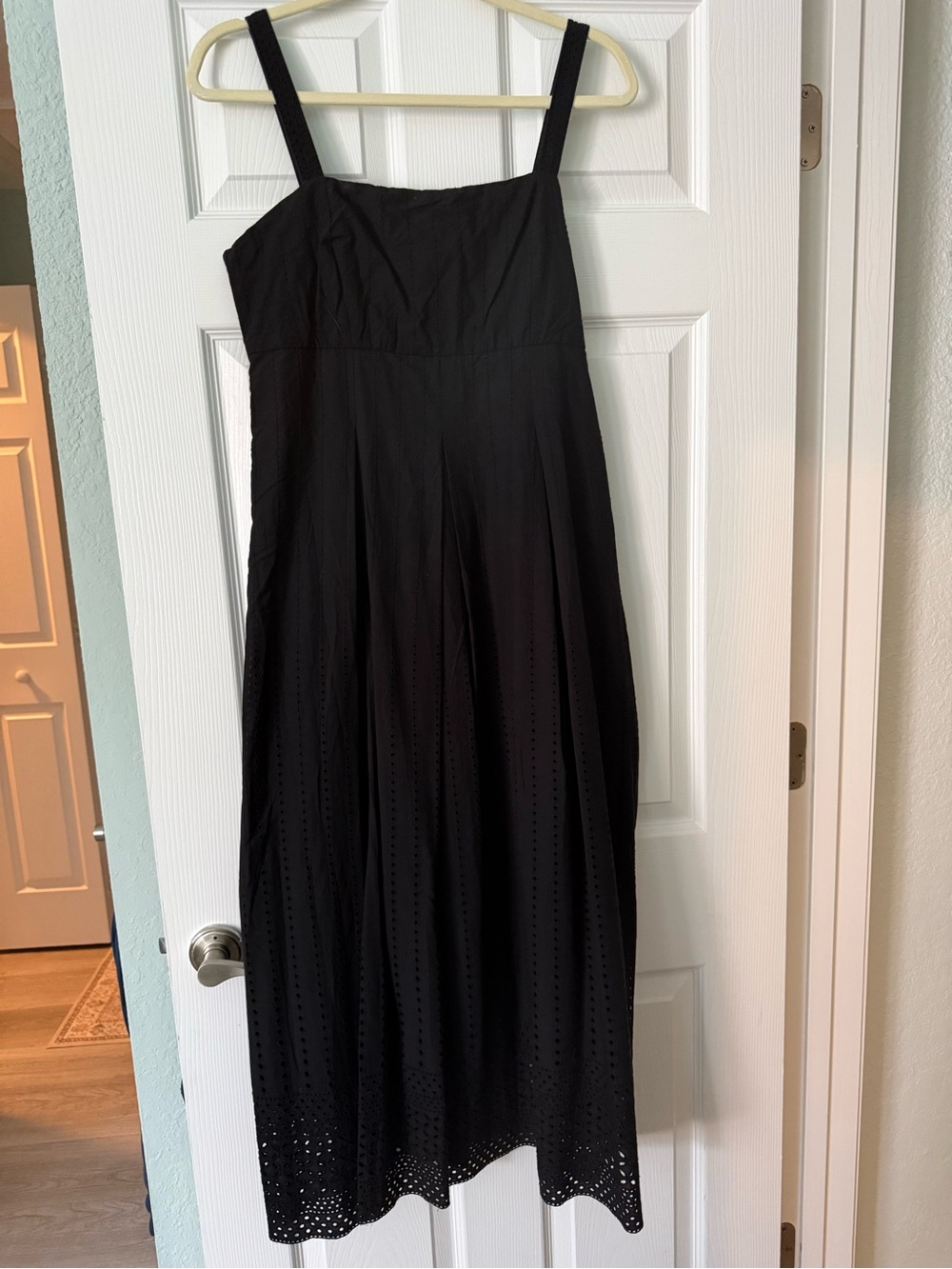 Classic Black Eyelet Midi Dress